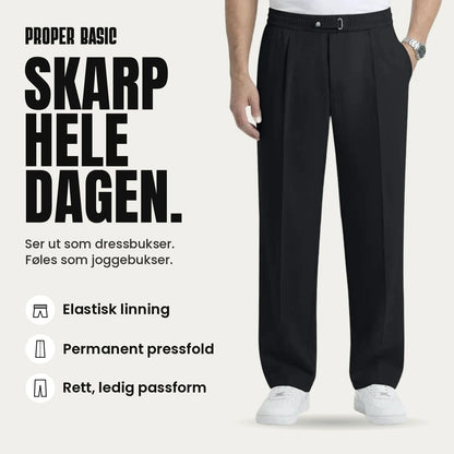 Proper Basic dressbukser med elastisk linning i svart – skarp hele dagen